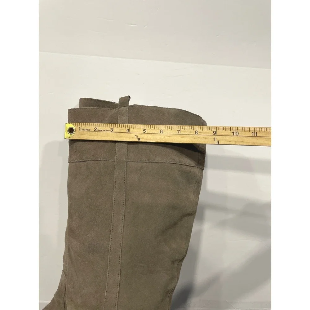 Torrid Womens 9W Tan Genuine Suede Over Knee High‎ Boots Side Zip Block Heel